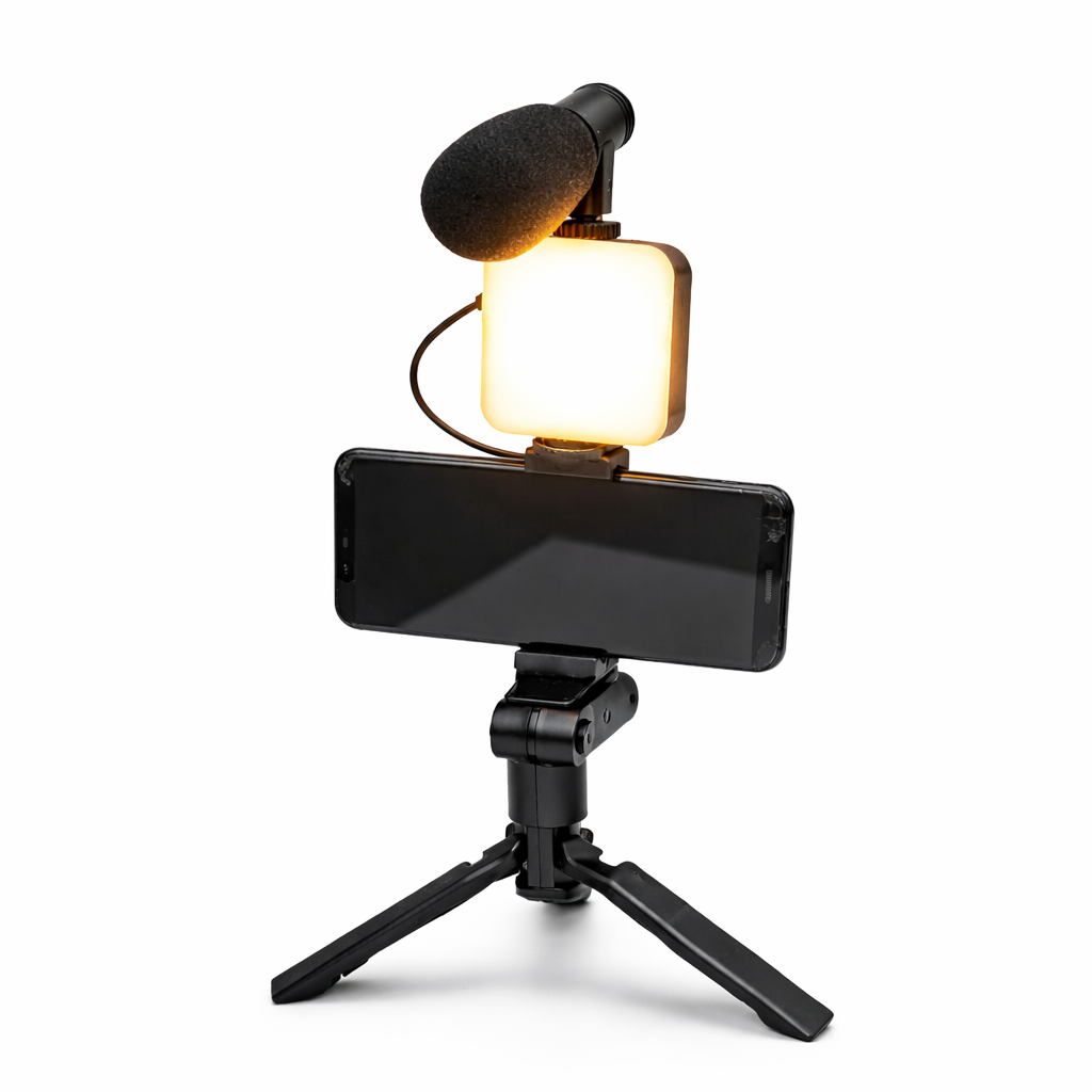 Kit vidéo smartphone avec micro, lumière LED RGB et trépied