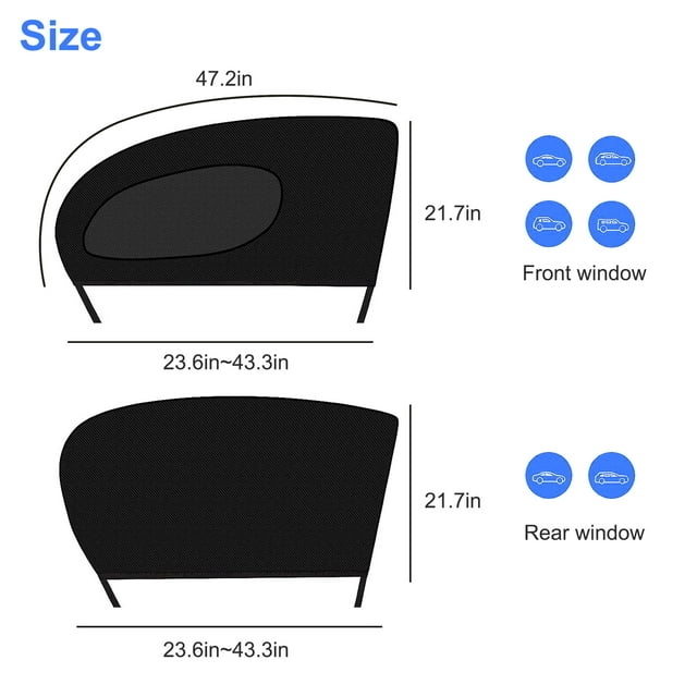 Lot de 4 Pare-soleil Voiture – Protection UV, Avant et Arrière