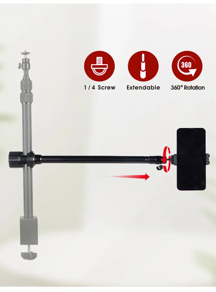 Bras d’extension universel MT-21 avec pince 1/4" pour bureau et trépied