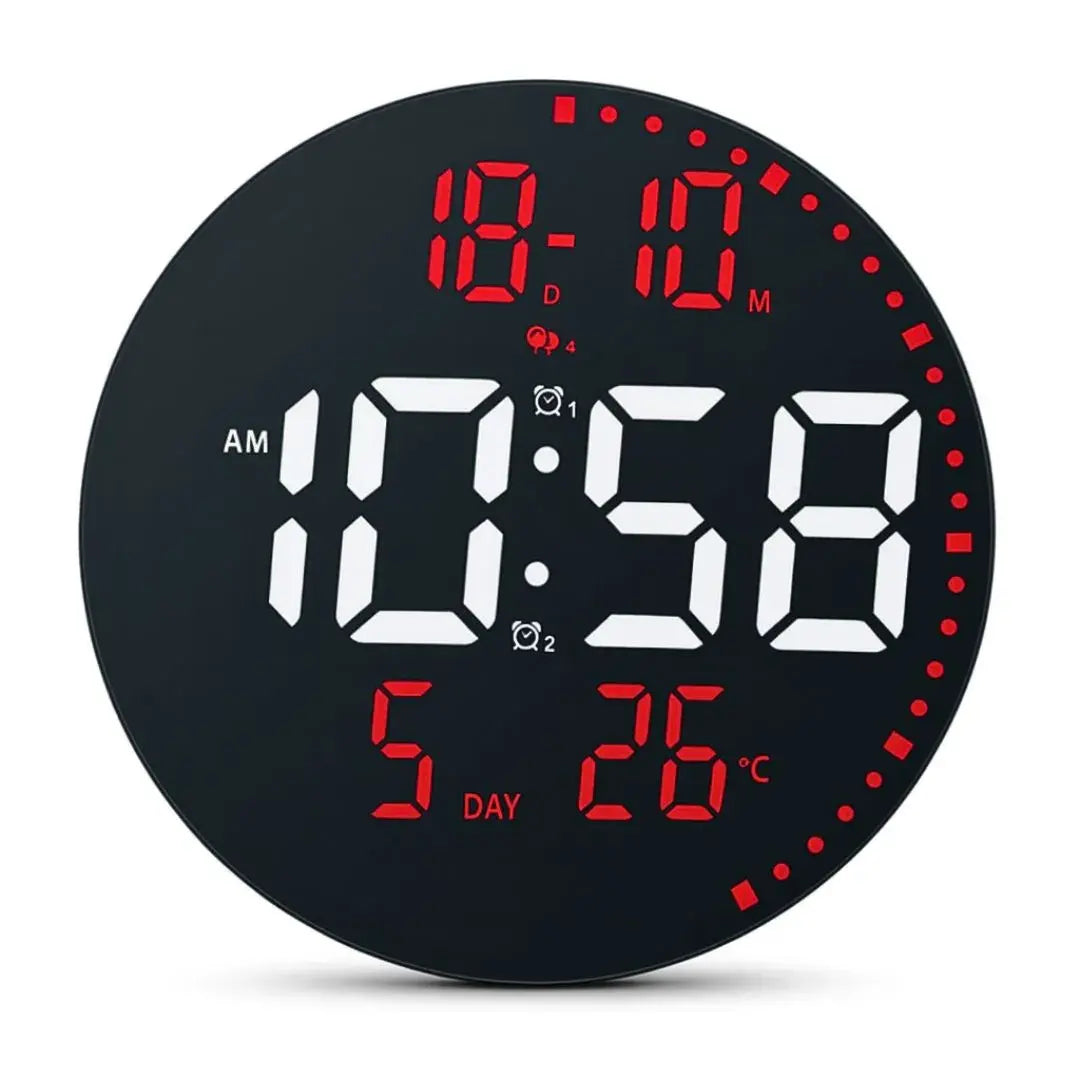 Horloge Digitale LED Ronde JH2560 avec Alarme et Température