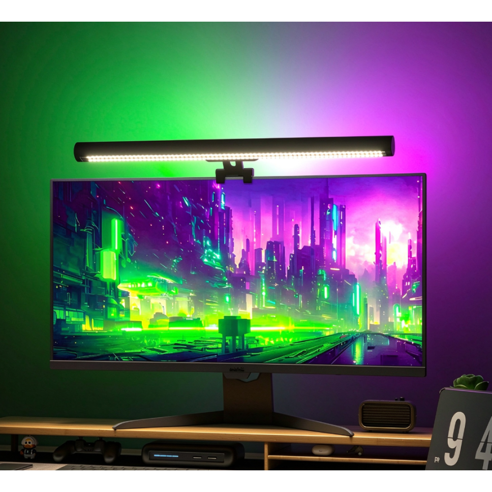 Lampe Écran PC LED RGB 2-en-1 avec Éclairage Réglable