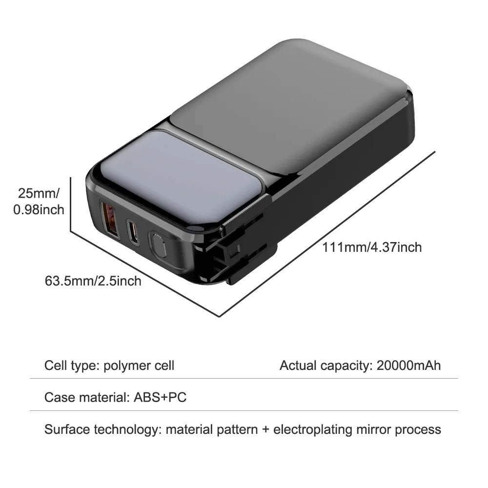 Power Bank 20000mAh avec Prise, Câbles Intégrés et Écran LED – Charge Rapide 22.5W USB-C