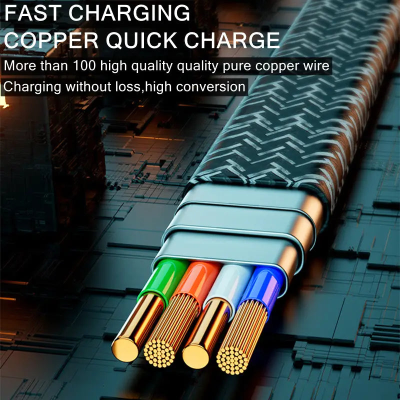 كابل USB 4 في 1 بلوس تار PL-435 - شحن سريع 100 واط ونقل بيانات لـ iPhone وSamsung وXiaomi وAndroid