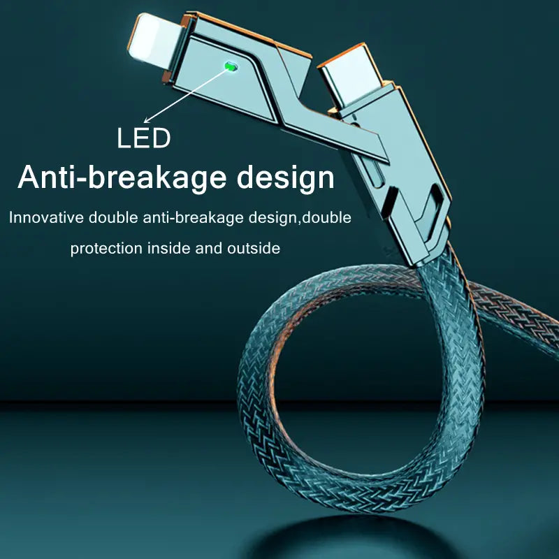 كابل USB 4 في 1 بلوس تار PL-435 - شحن سريع 100 واط ونقل بيانات لـ iPhone وSamsung وXiaomi وAndroid