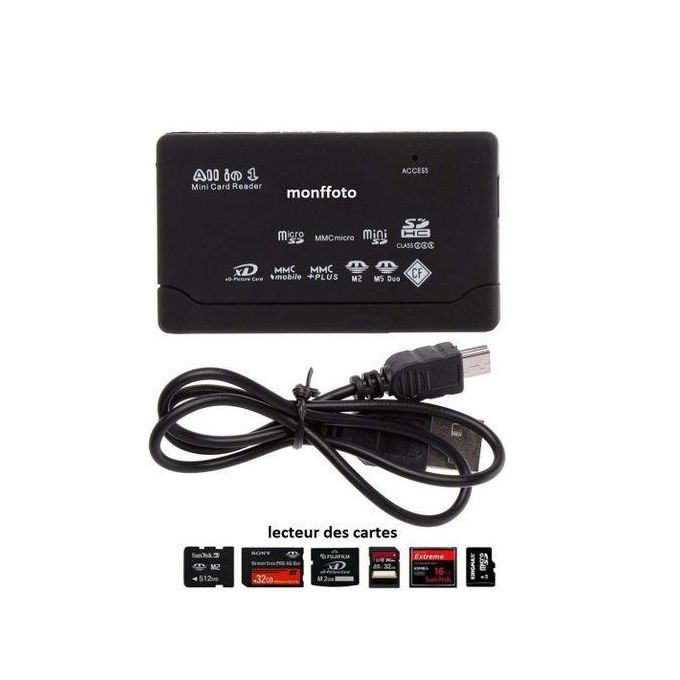 Lecteur de Carte Tout-en-Un USB 2.0 – Multi-format SD/TF/CF/MS