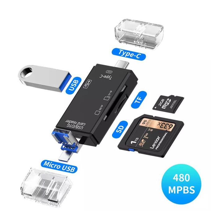 Lecteur de Carte 6-en-1 USB 3.0 OTG – Compatible Android/iMac
