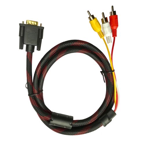 Câble VGA vers 3RCA 1.5M – Adaptateur AV pour PC, TV, Projecteur, DVD