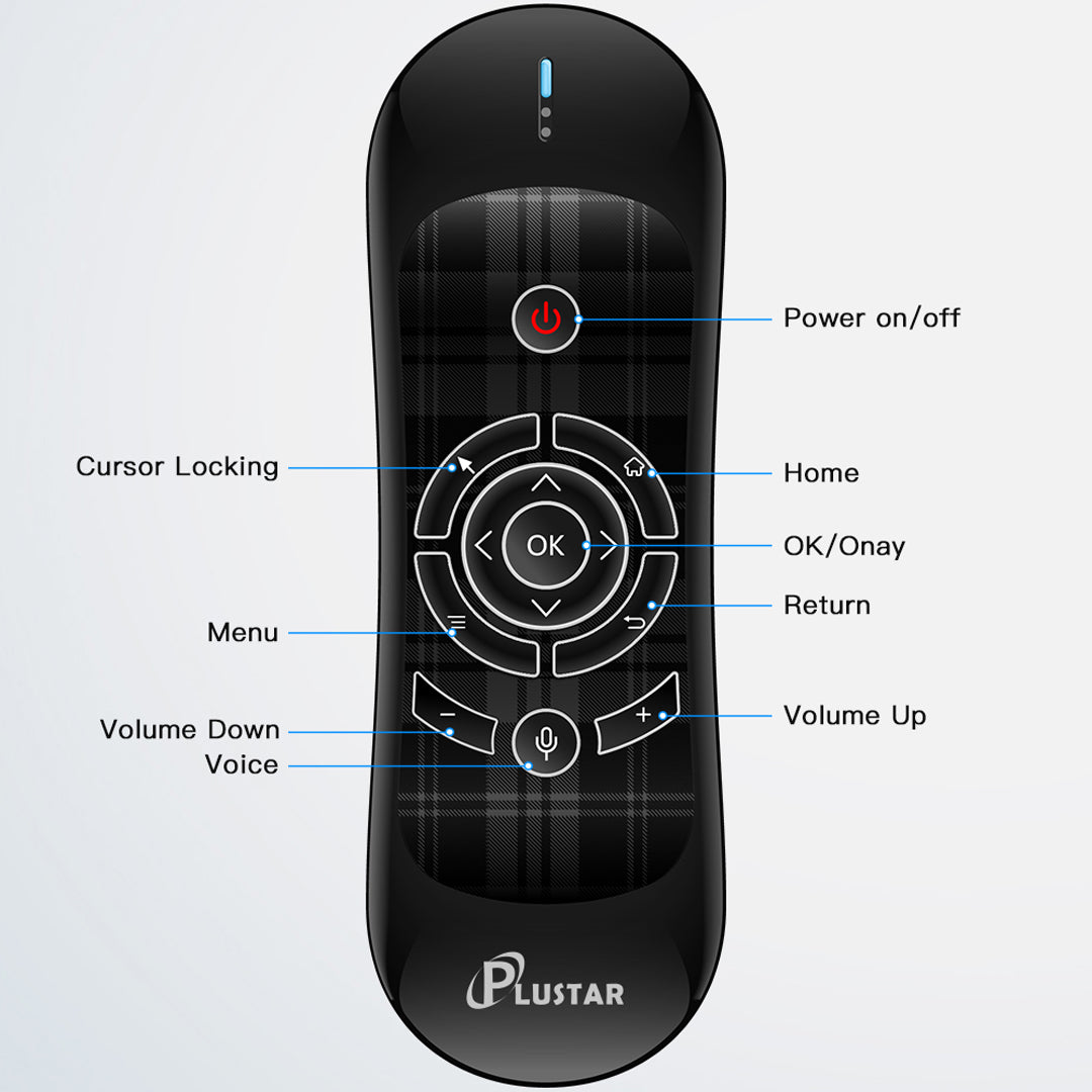 3-en-1: Clavier, Souris à Air et Télécommande Sans Fil 2,4 GHz Plustar R2