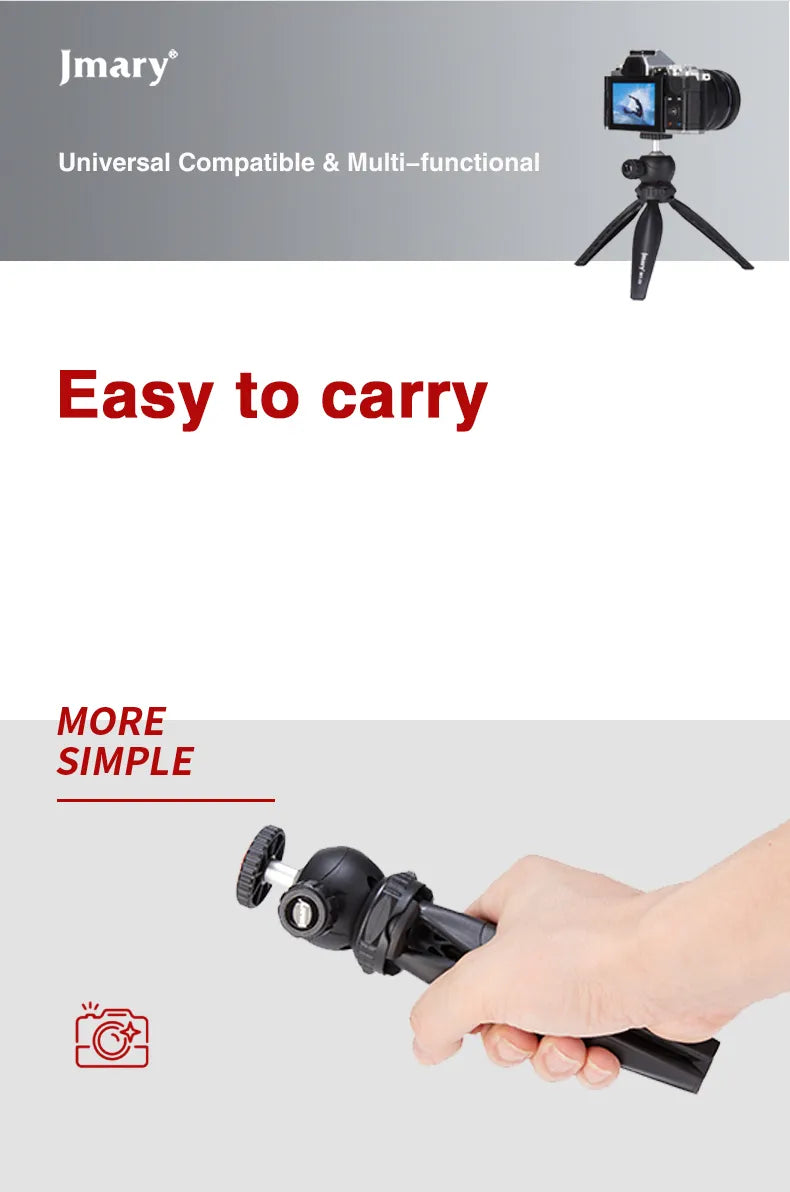 Mini Trépied MT-20 Compact 14 cm avec Rotule 1/4"