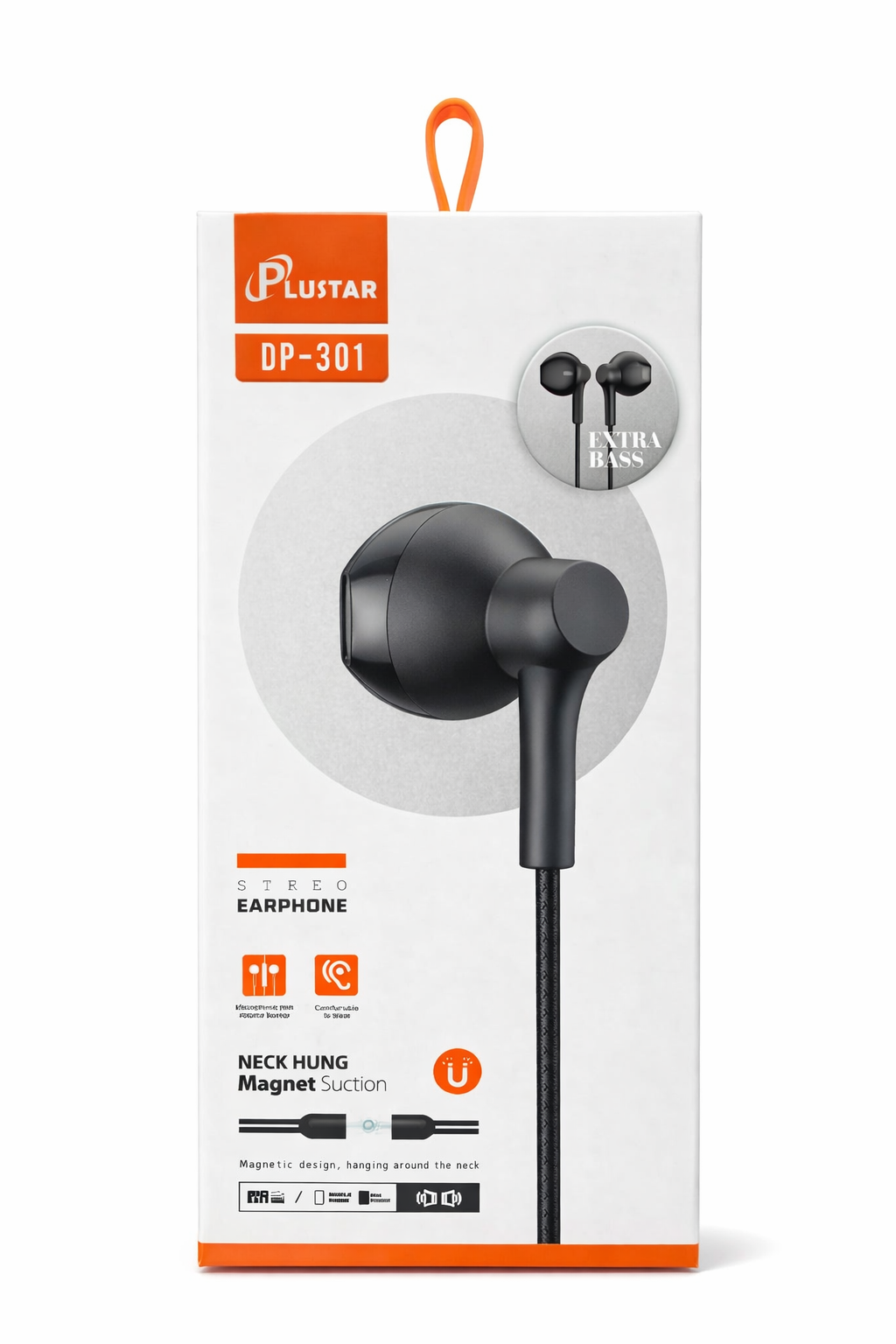 Écouteurs filaires stéréo avec microphone et fixation magnétique