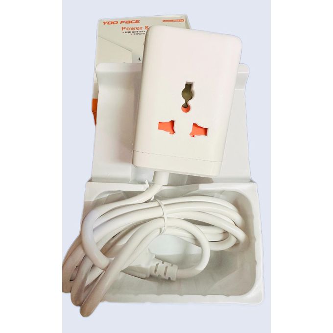 Multiprise Yoo Face GaN 65W avec 4 USB et 2 prises secteur