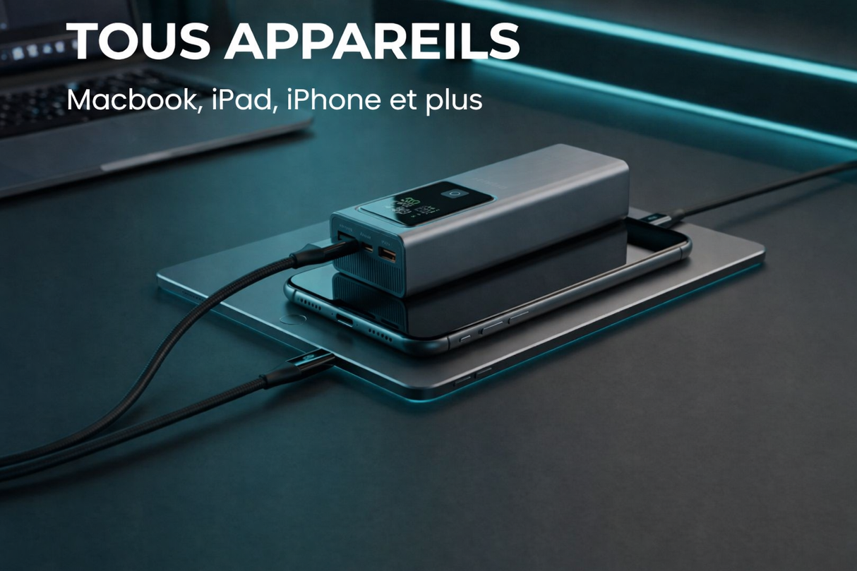 Power Bank 100W 20 000 mAh USB-C PD pour Ordinateur Portable