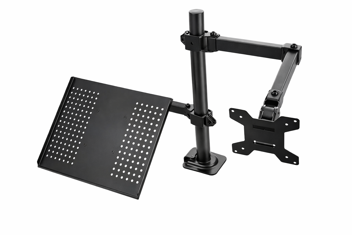 Support Bureau Double Bras pour Écran et Ordinateur Portable
