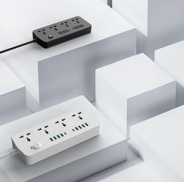 شاحن متعدد المنافذ 4 منافذ، 8 منافذ USB و 2 PD، حماية من زيادة التيار - كابل 2 متر