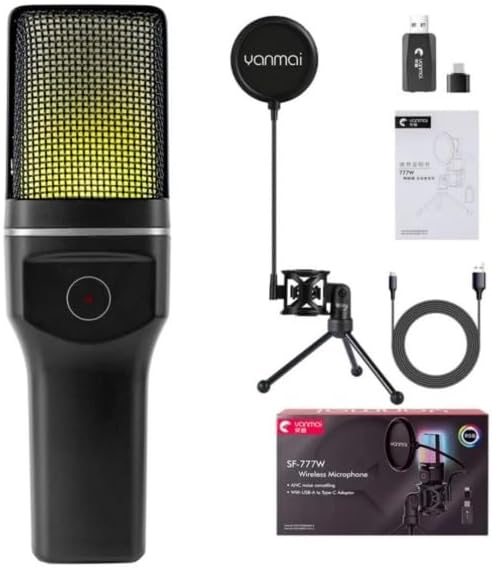 Microphone Sans Fil Yanmai SF-777W RGB avec Réduction de Bruit pour Gaming & Streaming