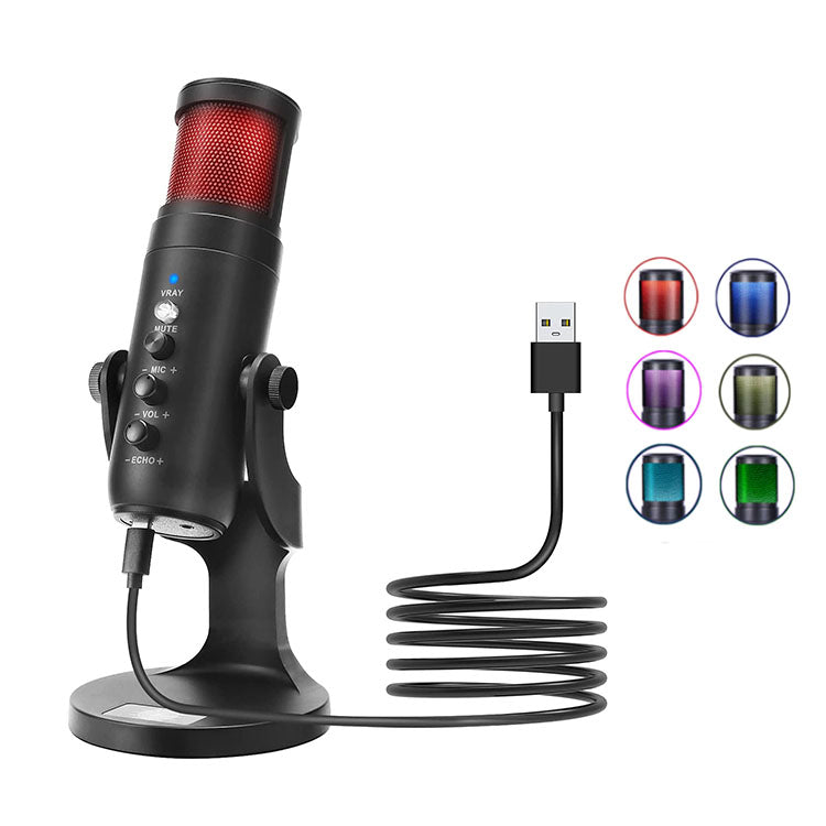 Microphone à condensateur USB Jmary PW9 avec éclairage RGB