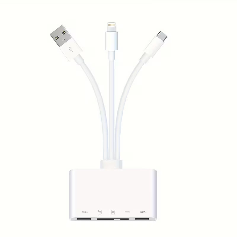 Hub USB 8 en 1 Lightning, USB-C et USB-A avec Lecteur SD