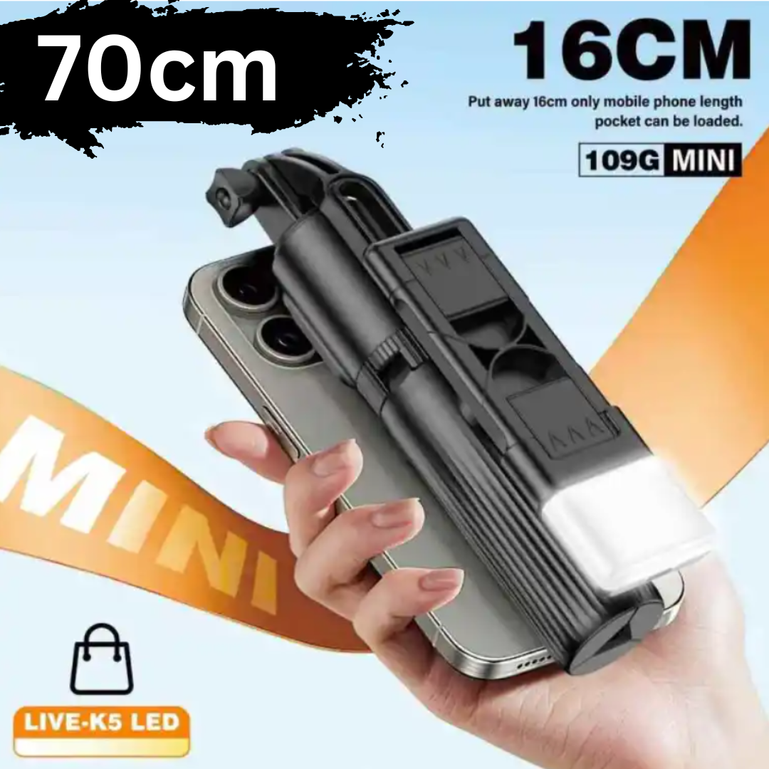 Trépied Selfie 3-en-1 avec Lumière LED & Télécommande