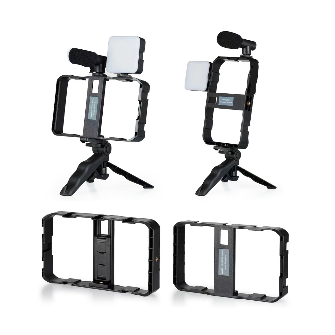 Kit Vlogging AY-49X avec Cage, Micro, Lumière LED et Télécommande Bluetooth