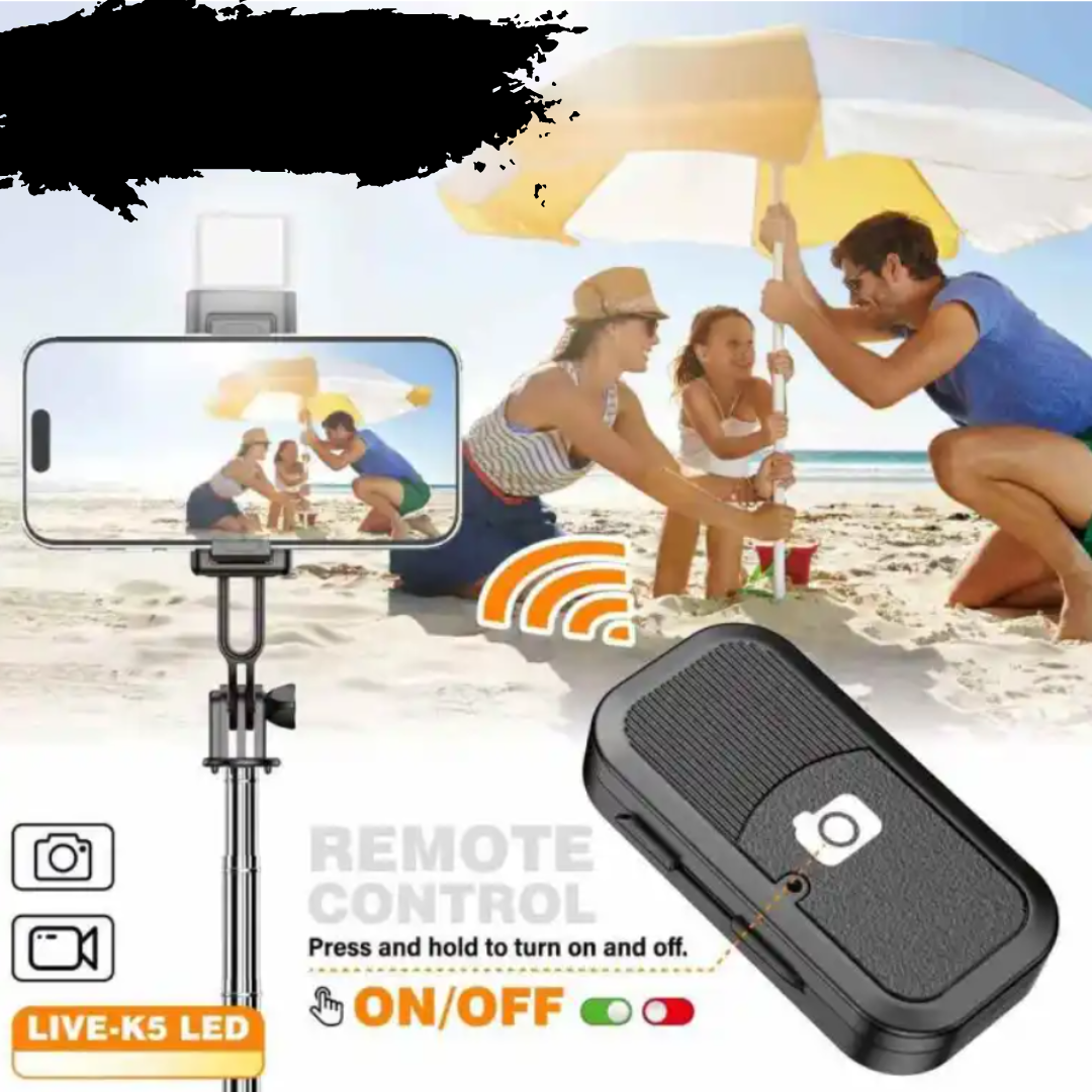 Trépied Selfie 3-en-1 avec Lumière LED & Télécommande