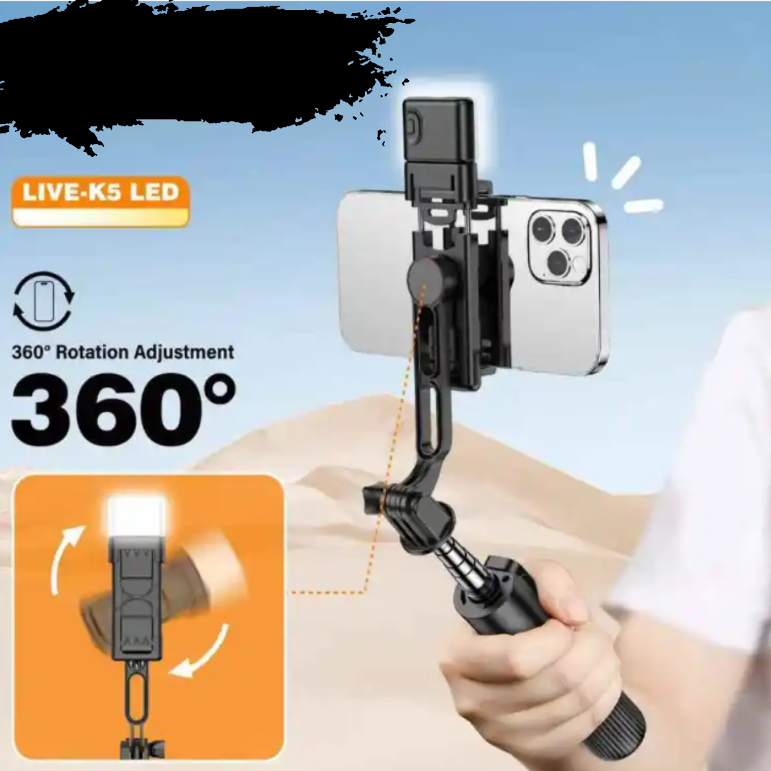 Trépied Selfie 3-en-1 avec Lumière LED & Télécommande