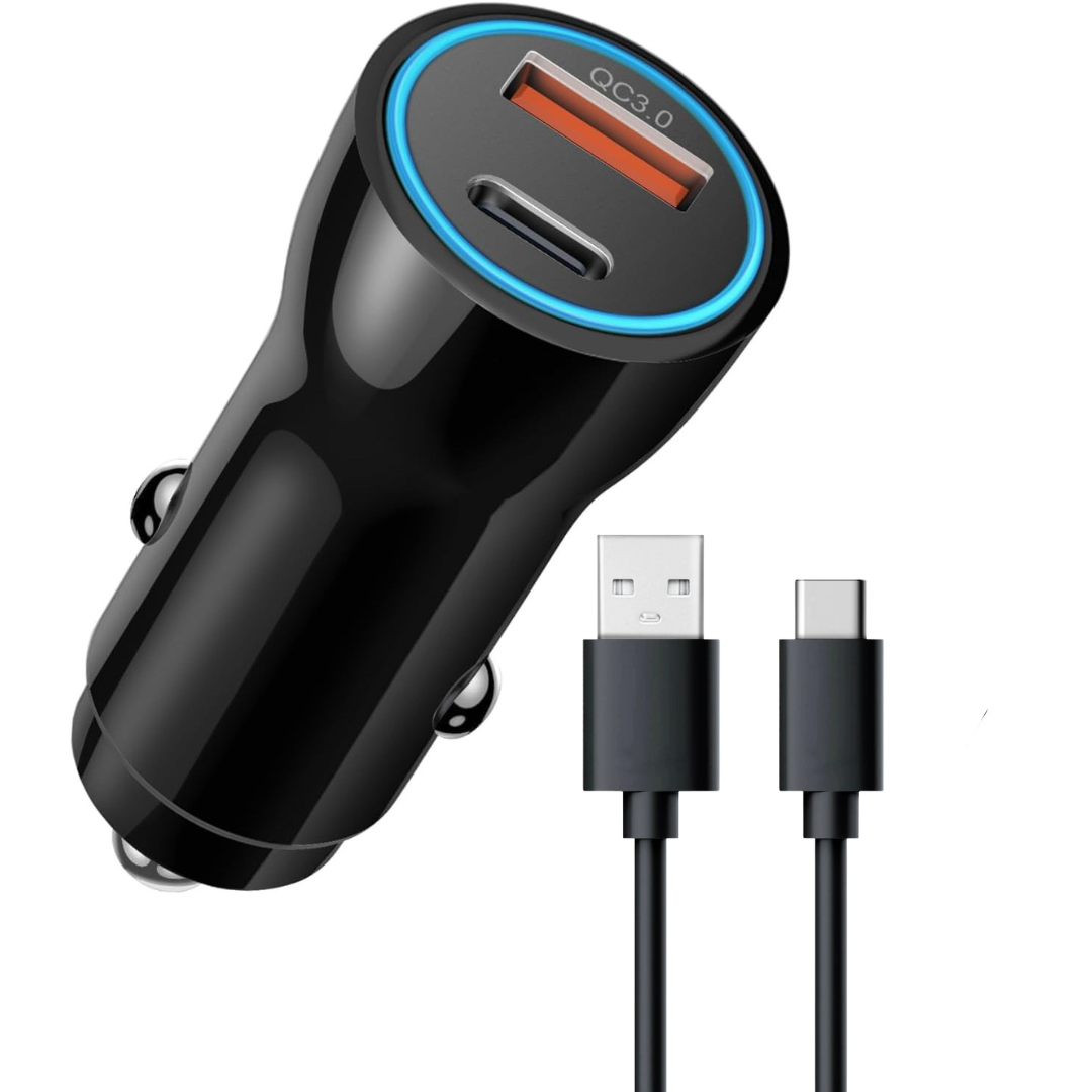 Chargeur Voiture USB-C Plustar W-008 43W Double Port PD & QC 3.0 avec Câble 1m