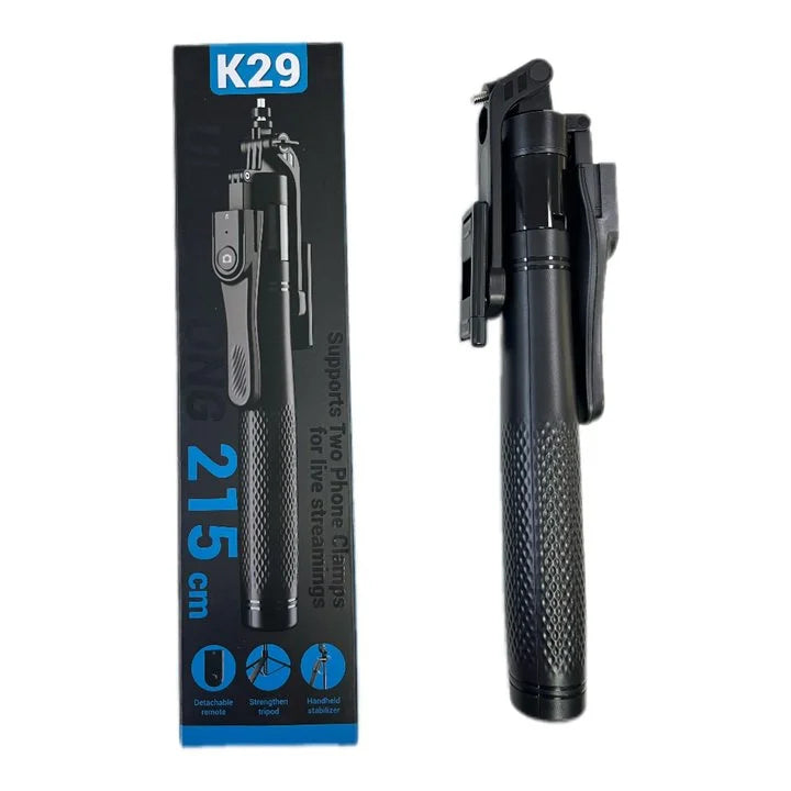 Trépied Selfie Stick K29 2.15m avec Support Téléphone et Lumière