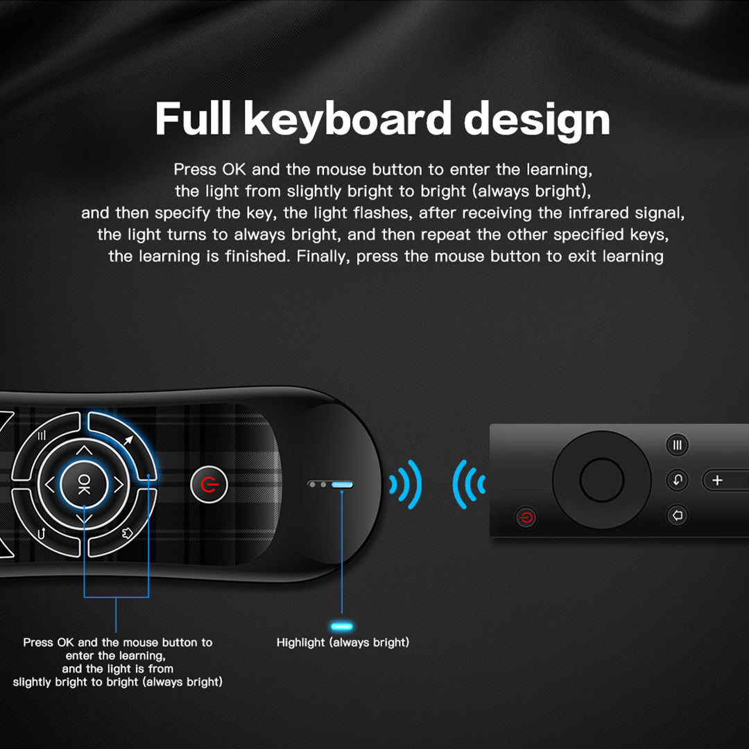 3 في 1: لوحة مفاتيح، فأرة هوائية وجهاز تحكم عن بعد لاسلكي 2.4 جيجاهرتز Plustar R2