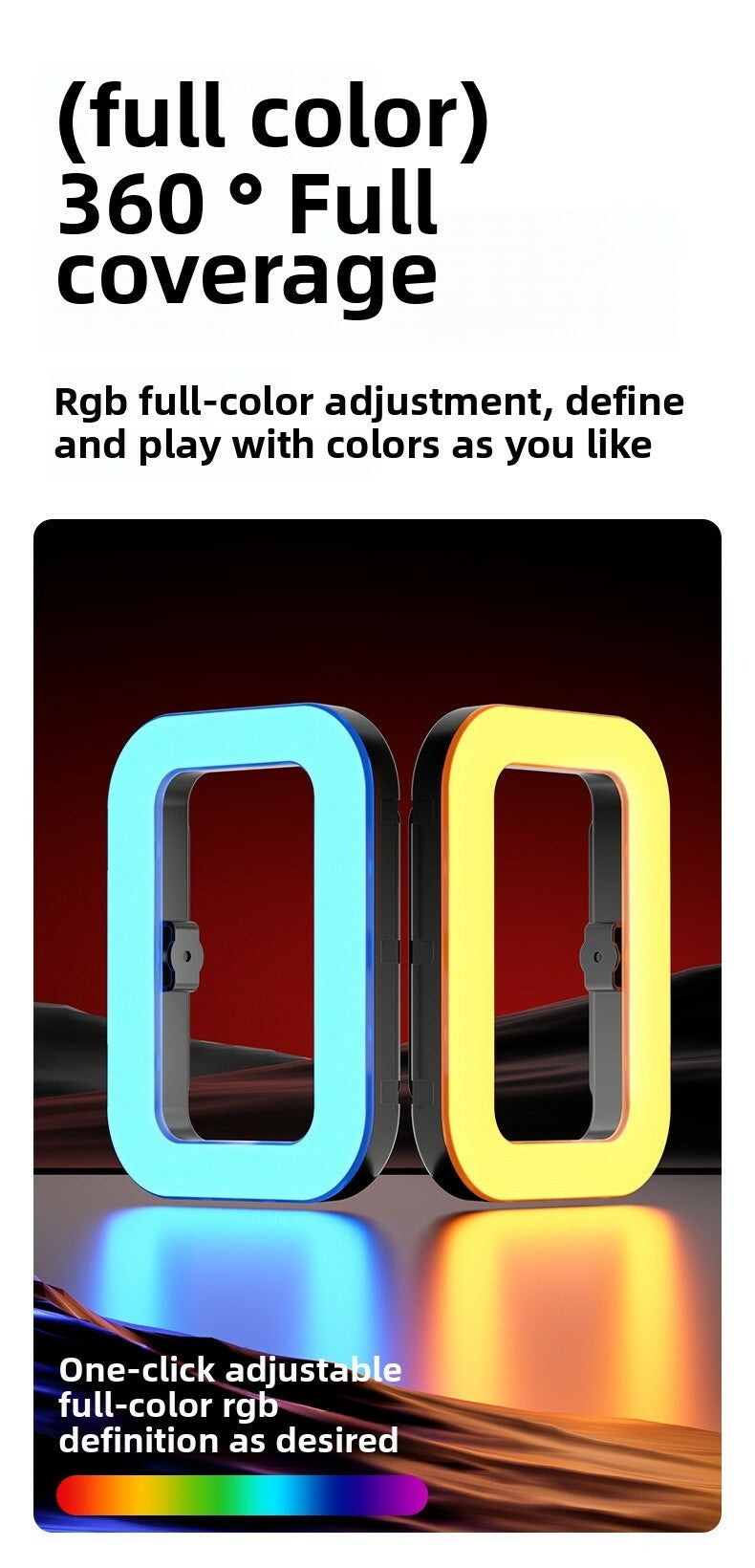 Ring Light Rectangulaire RGB 20W Rechargeable 3600mAh