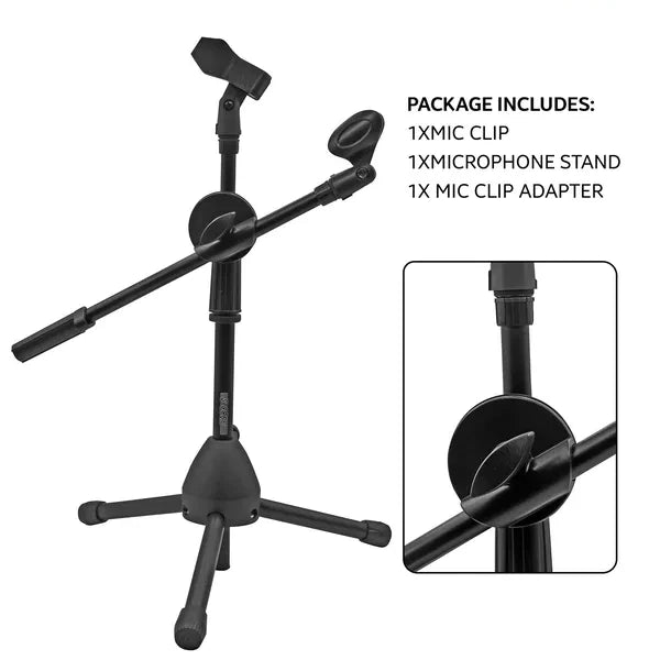 Support Micro de Bureau Réglable avec Bras Articulé – Trépied Stable