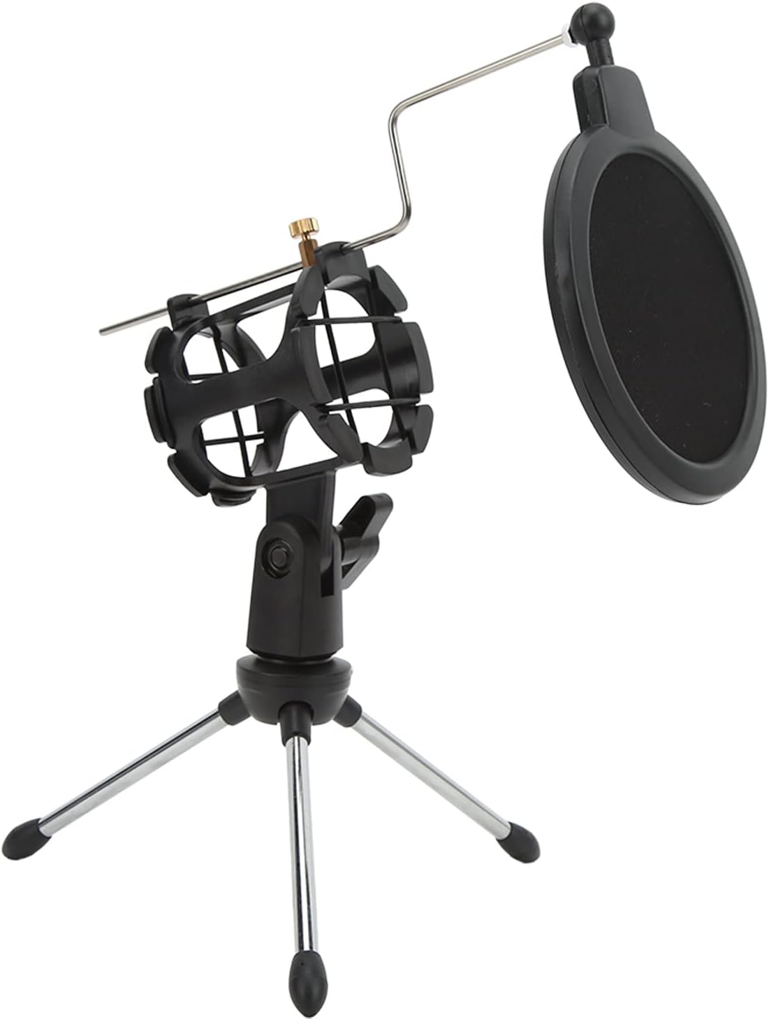 دعم ميكروفون قابل للطي مع فلتر مضاد للرياح وحامل ثلاثي مضاد للاهتزاز