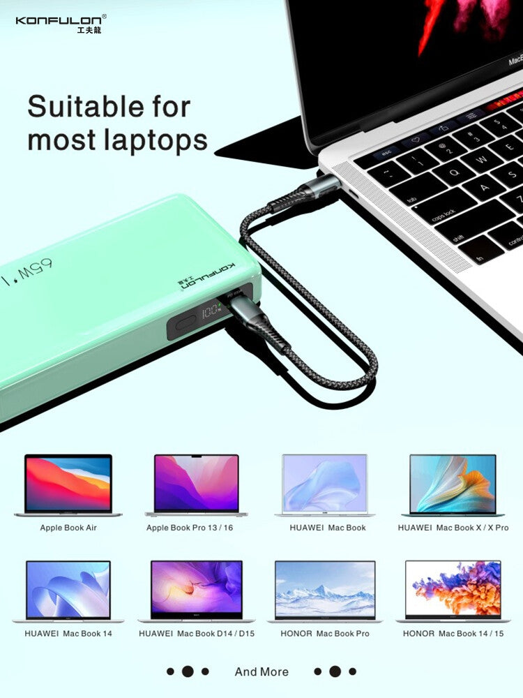 Konfulon Power Bank 20000mAh - Charge Rapide PD 65W 🔋⚡
