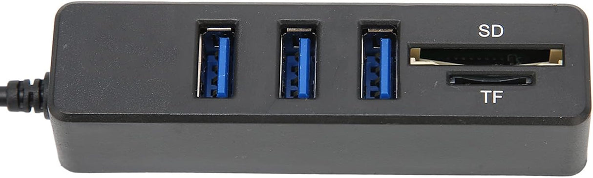 Hub USB 2.0 haute vitesse 3 ports et lecteur de cartes - Noir