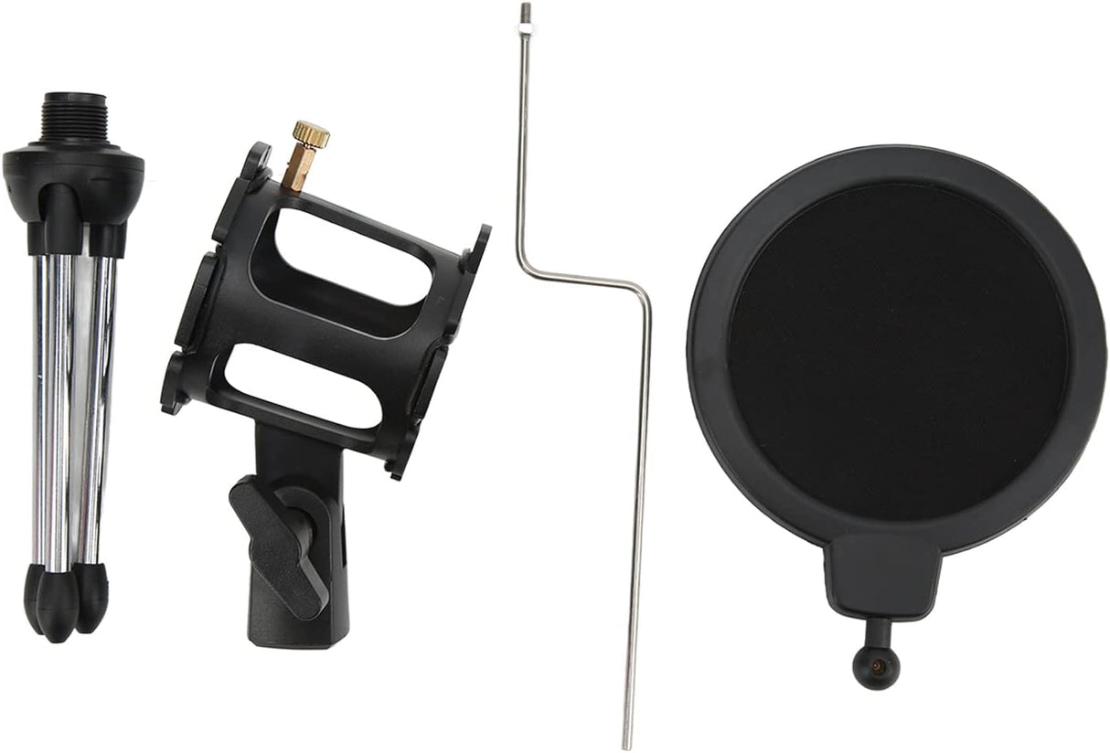 دعم ميكروفون قابل للطي مع فلتر مضاد للرياح وحامل ثلاثي مضاد للاهتزاز