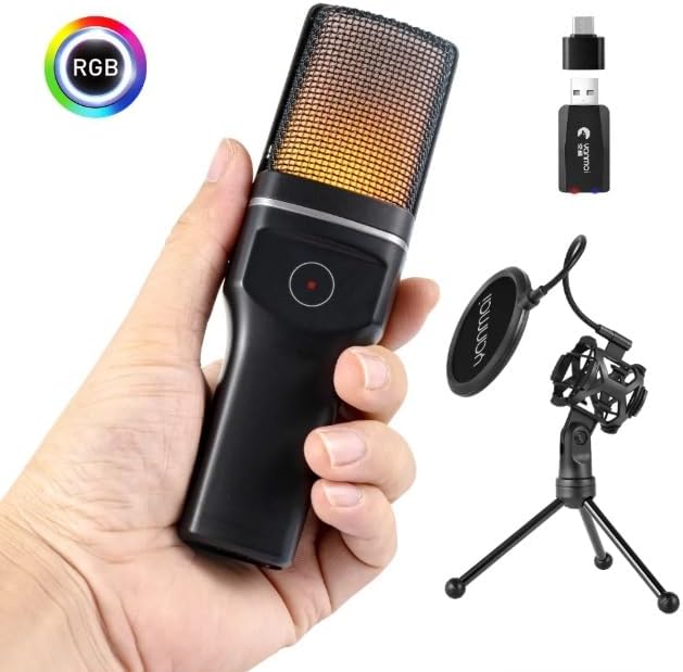 Microphone Sans Fil Yanmai SF-777W RGB avec Réduction de Bruit pour Gaming & Streaming