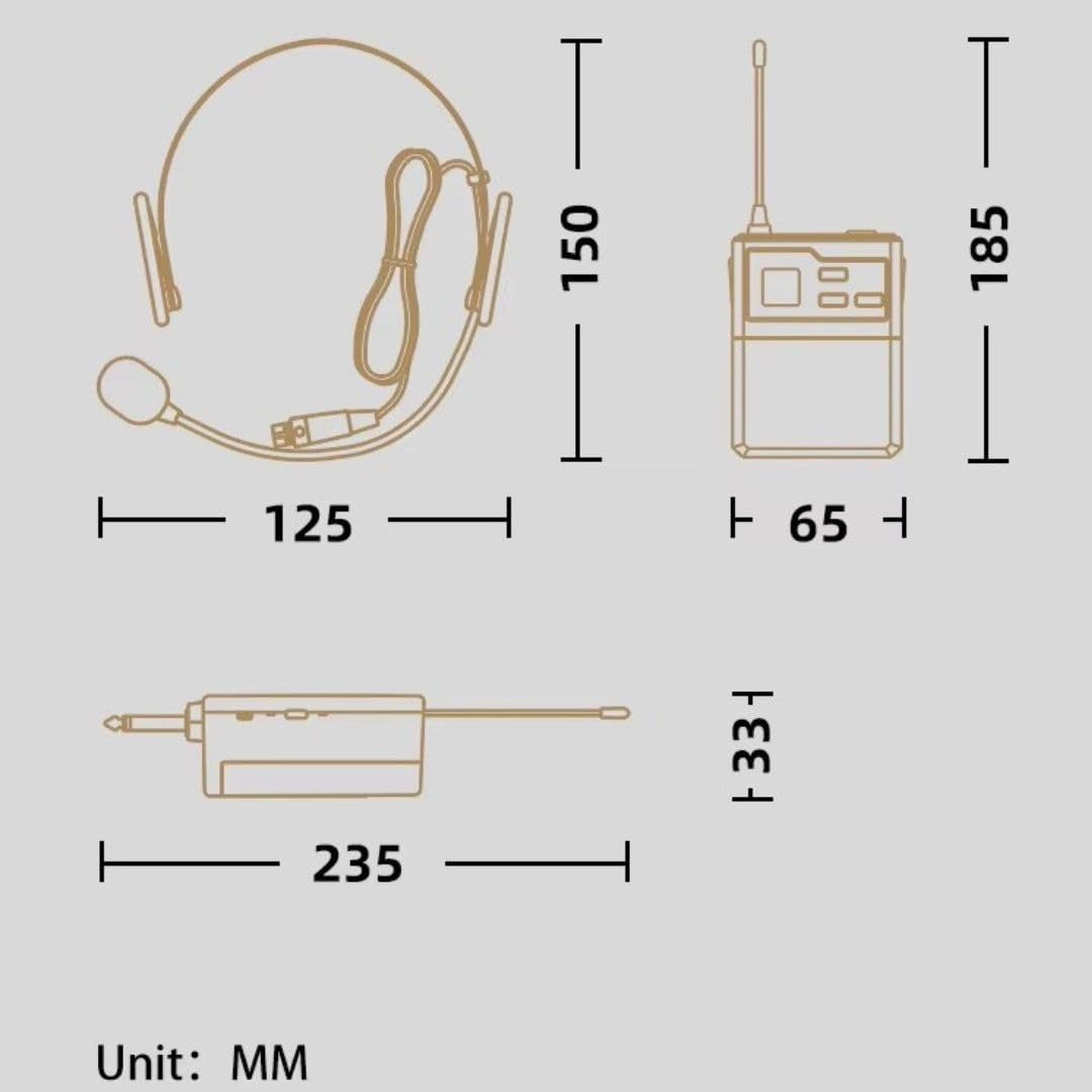 Microphone Sans Fil UHF Tour de Tête Couleur Peau – 30 m
