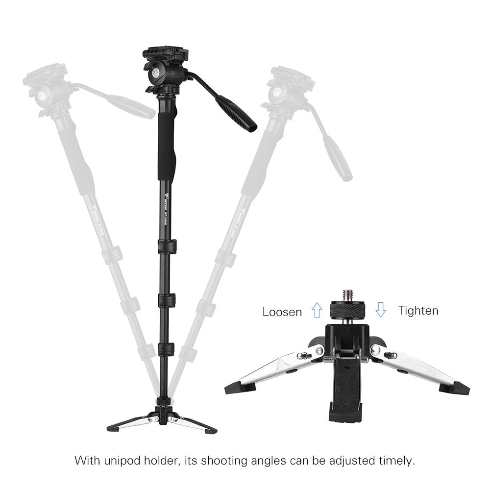 Weifeng WF-3958M – Monopod Professionnel en Aluminium avec Tête Fluide