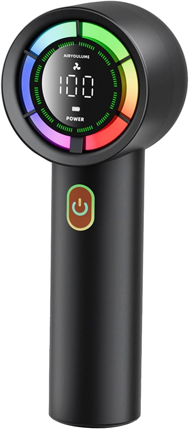 YKG80 Ventilateur Portable Sans Hélice avec Lumières LED – USB Rechargeable, 6 Vitesses, Écran Digital – Mini Ventilateur à Main pour Maison, Bureau, Voyage