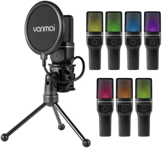 Microphone Sans Fil Yanmai SF-777W RGB avec Réduction de Bruit pour Gaming & Streaming
