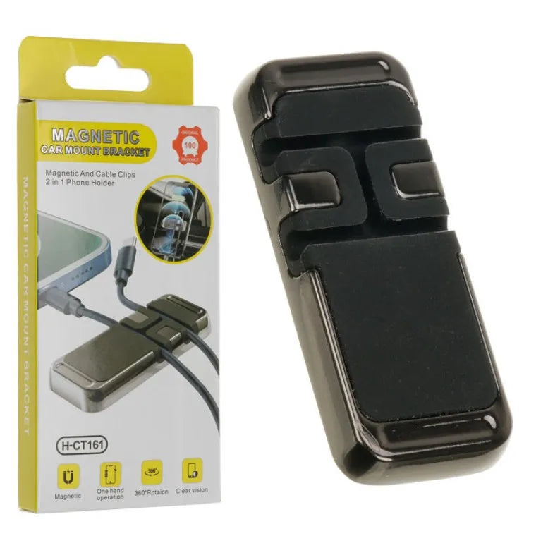 Support magnétique voiture pour téléphone et câble – 2-en-1