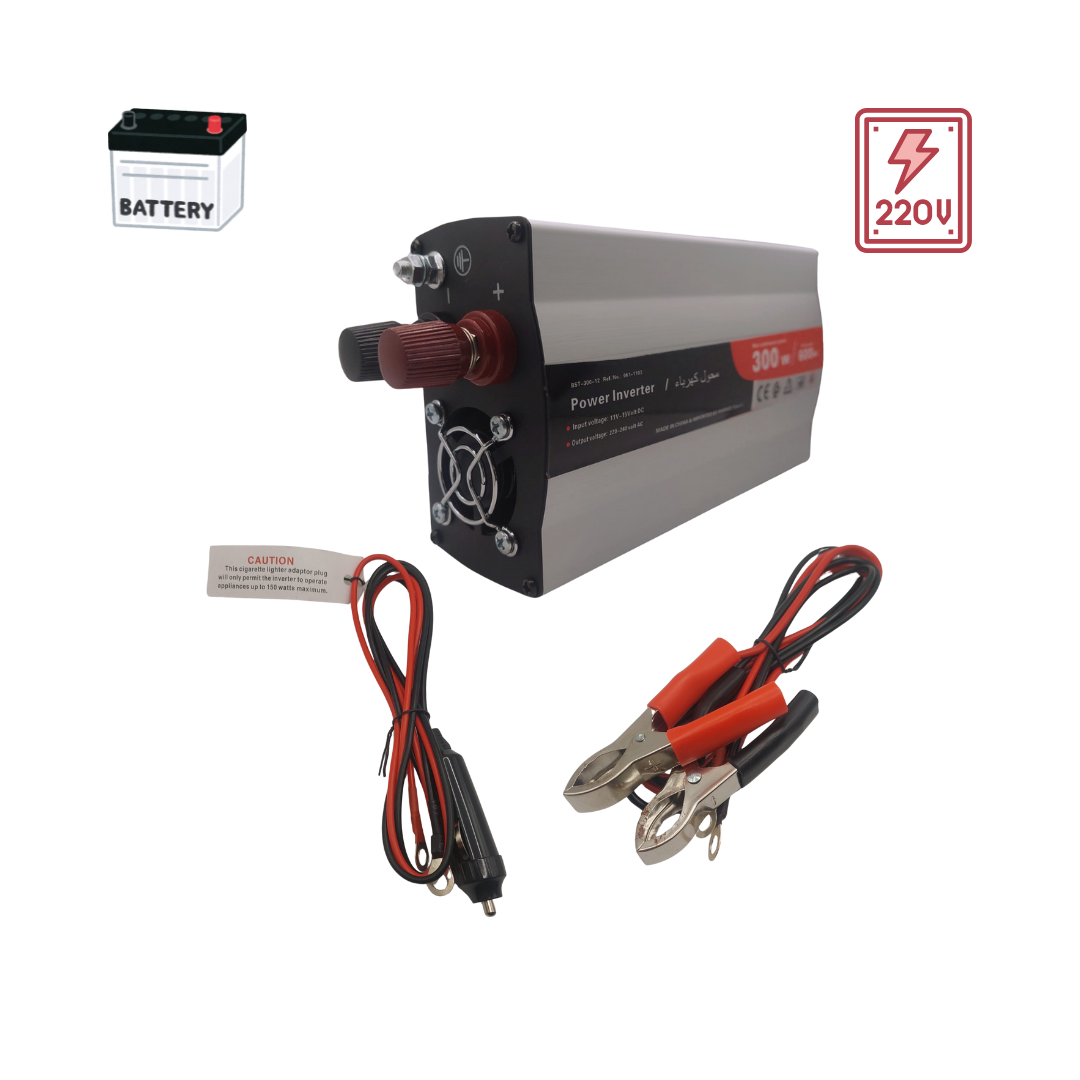 محول جهد 12 فولت إلى 220 فولت - 300 واط/600 واط