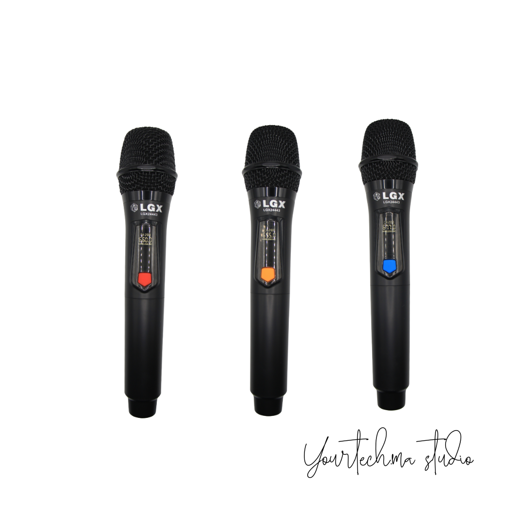 ميكروفون لاسلكي UHF احترافي - مجموعة من 3 أو 4 ميكروفونات مع جهاز استقبال واحد، قابل لإعادة الشحن، مضاد للصدى، مدى بعيد 50م