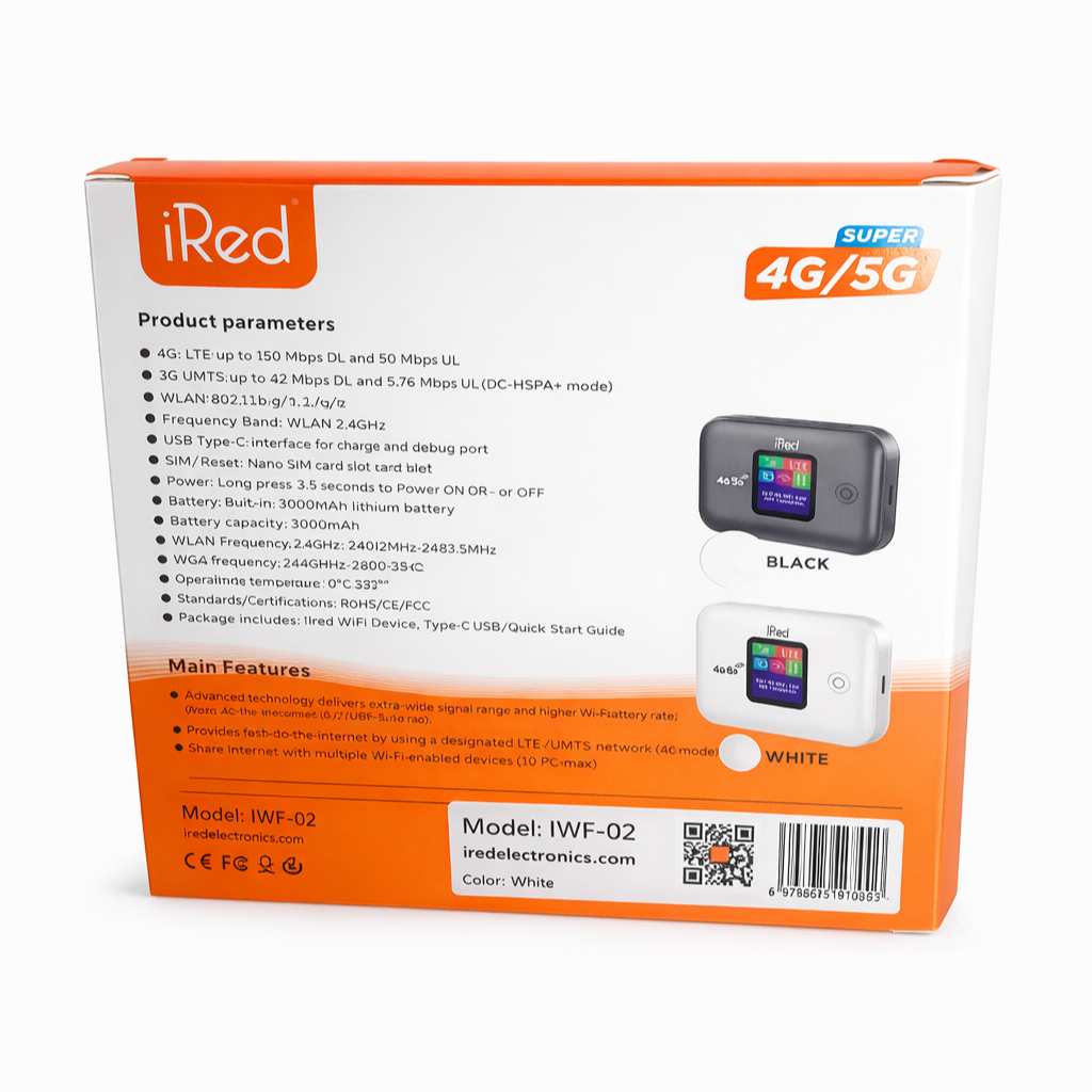 Routeur WiFi mobile 4G iRed IWF-02 avec écran LCD
