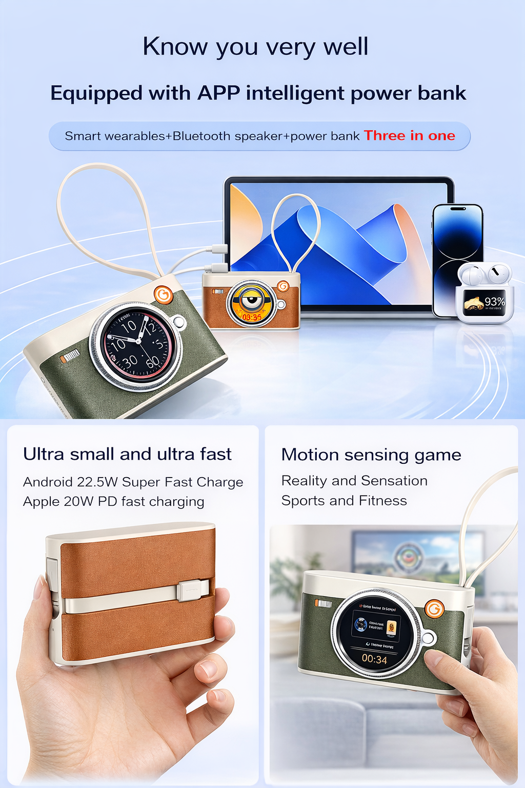 Batterie externe intelligente 10000 mAh PD 66W avec écran