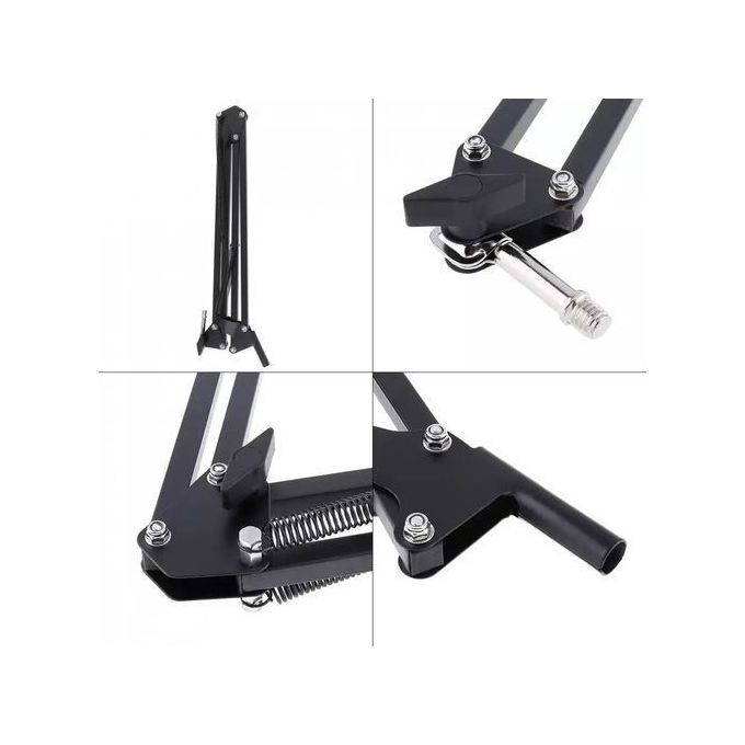 Support Microphone Réglable en Métal avec Pince de Table