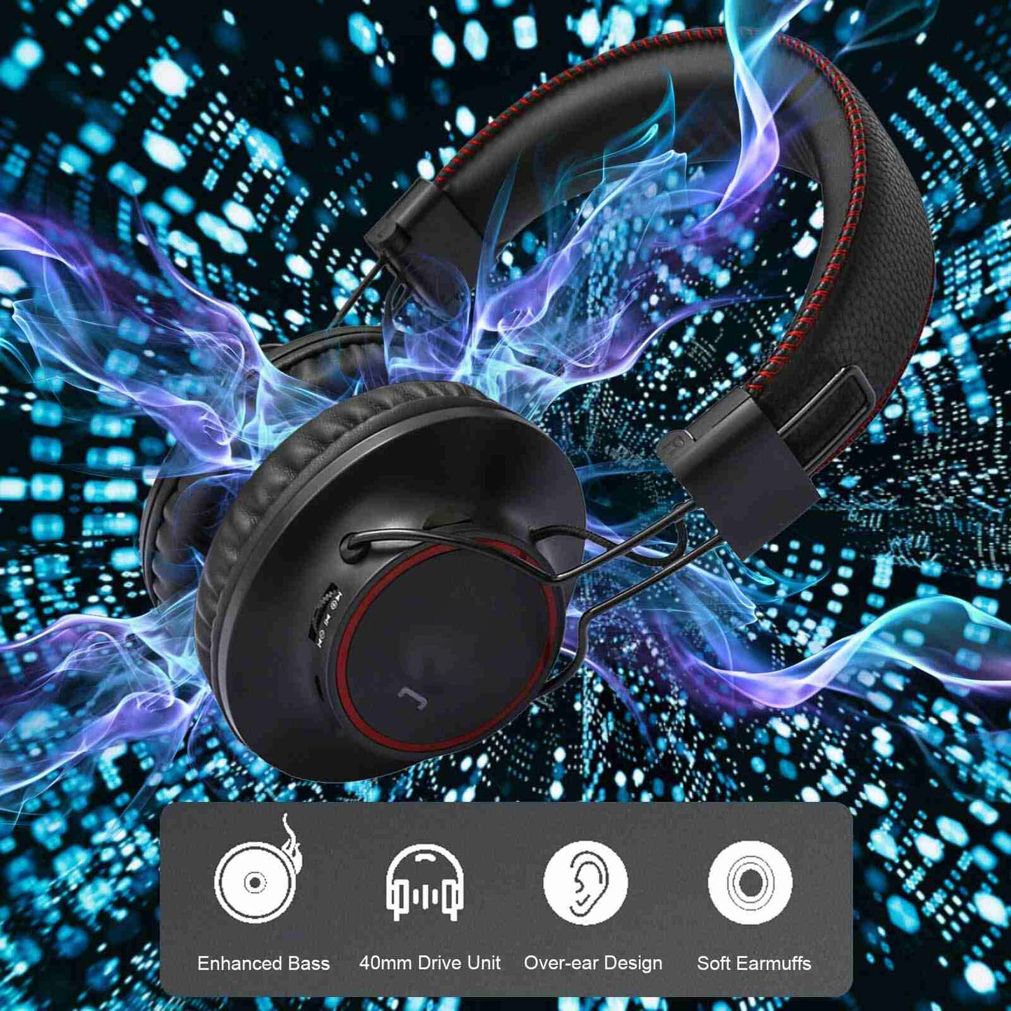 Casque Bluetooth sans Fil Plustar S3000 - Écouteurs de Musique Pliables avec Entrée AUX