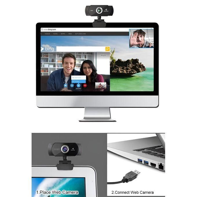 Webcam Kisonli PC-2 – Full HD 1080p avec Microphone Intégré et Angle de Vue 90°