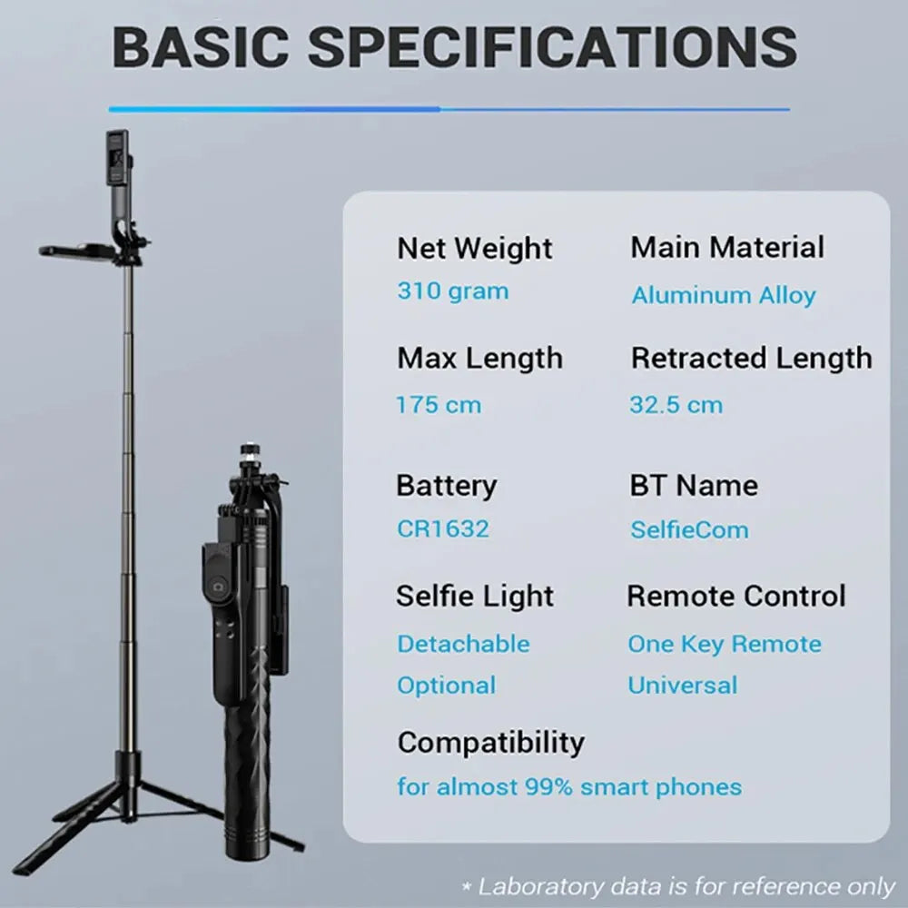 K28 – Selfie Stick Tripod 175 cm avec Télécommande Sans Fil