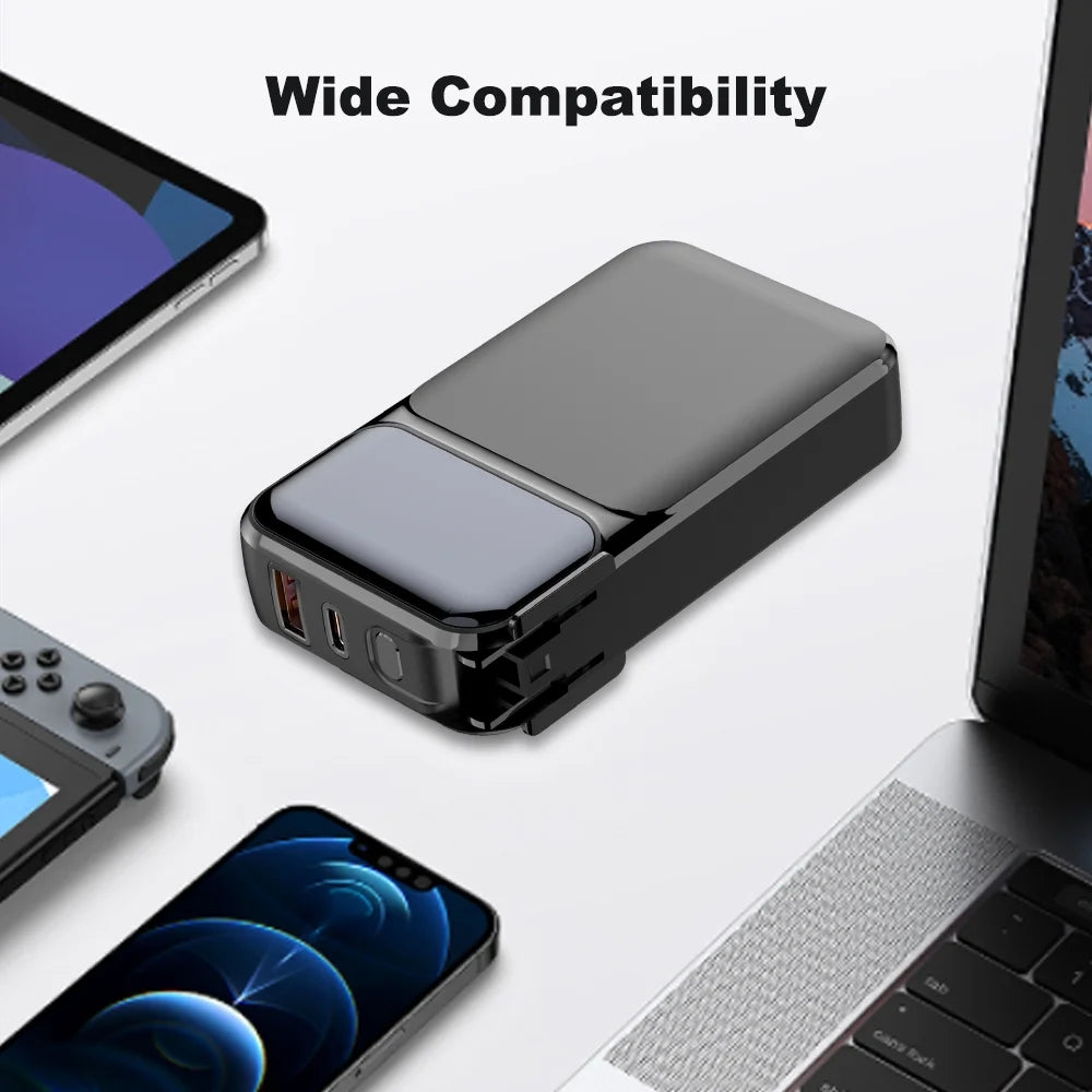 باور بانك 20000 مللي أمبير مع مقبس، كابلات مدمجة وشاشة LED – شحن سريع 22.5 واط USB-C