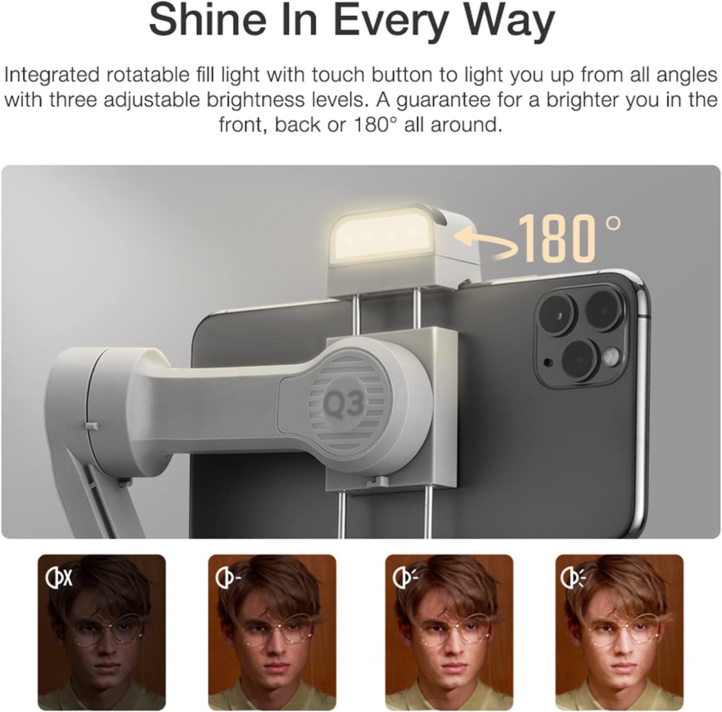 Zhiyun Smooth-Q3 – Stabilisateur 3 Axes avec Lumière LED intégrée